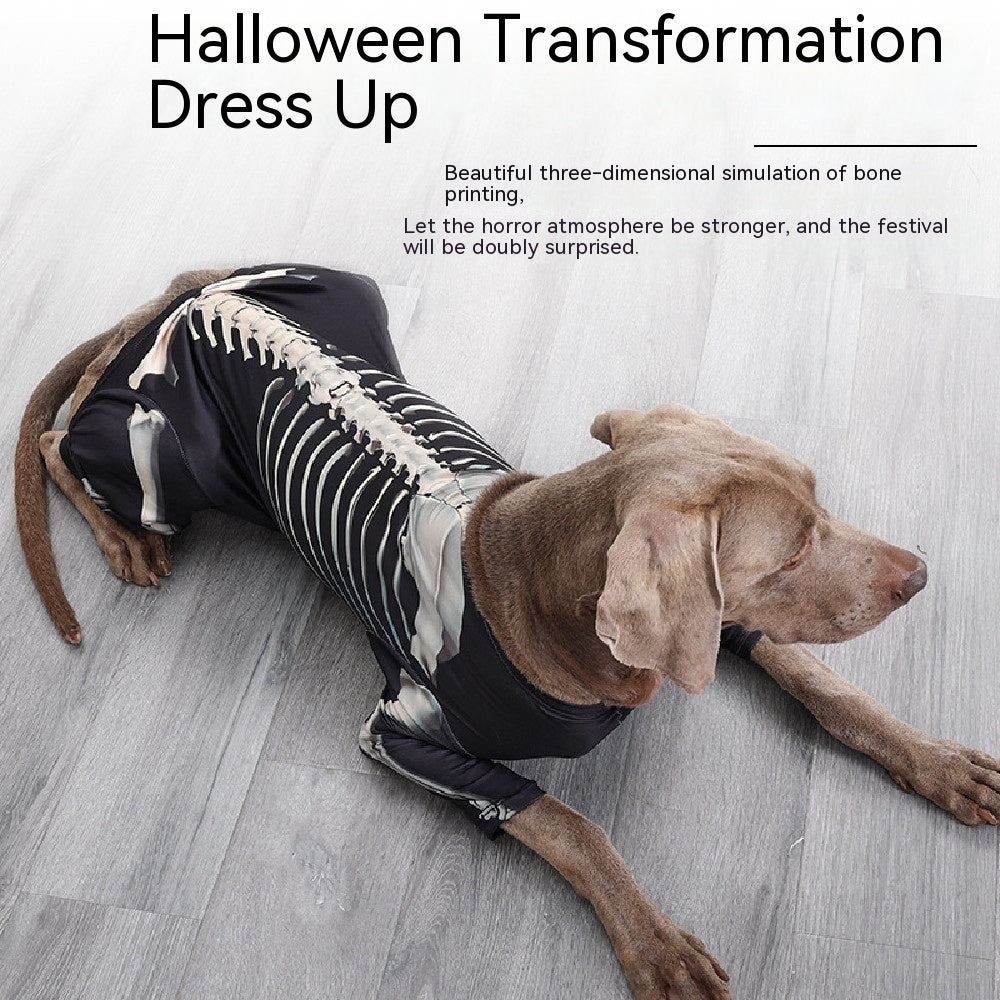 Halloween Skull Dog Costume – Black Pet Outfit