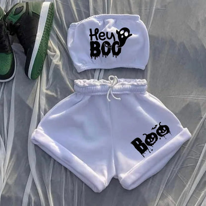 Halloween Sequin Printed Sweater & Shorts Set