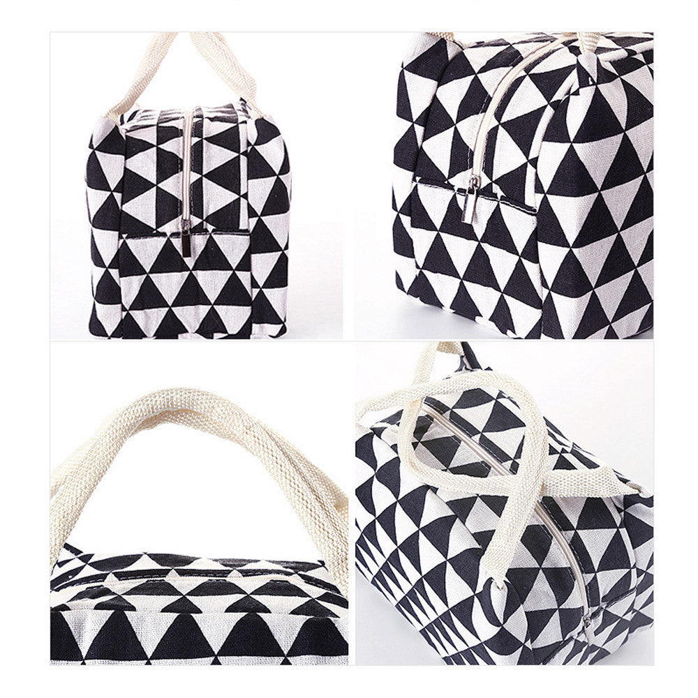Patterned Insulated Canvas Lunch Bag – Portable Cooler Tote