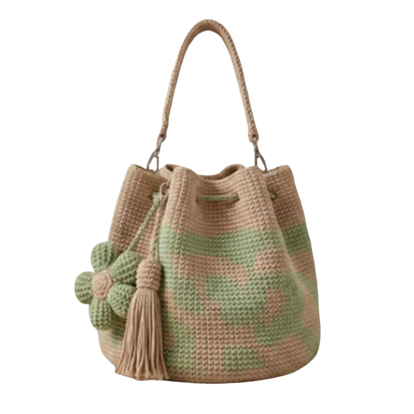 Crochet Flower Bag Handmade Boho Tote Bag Vintage Style Shoulder Bag