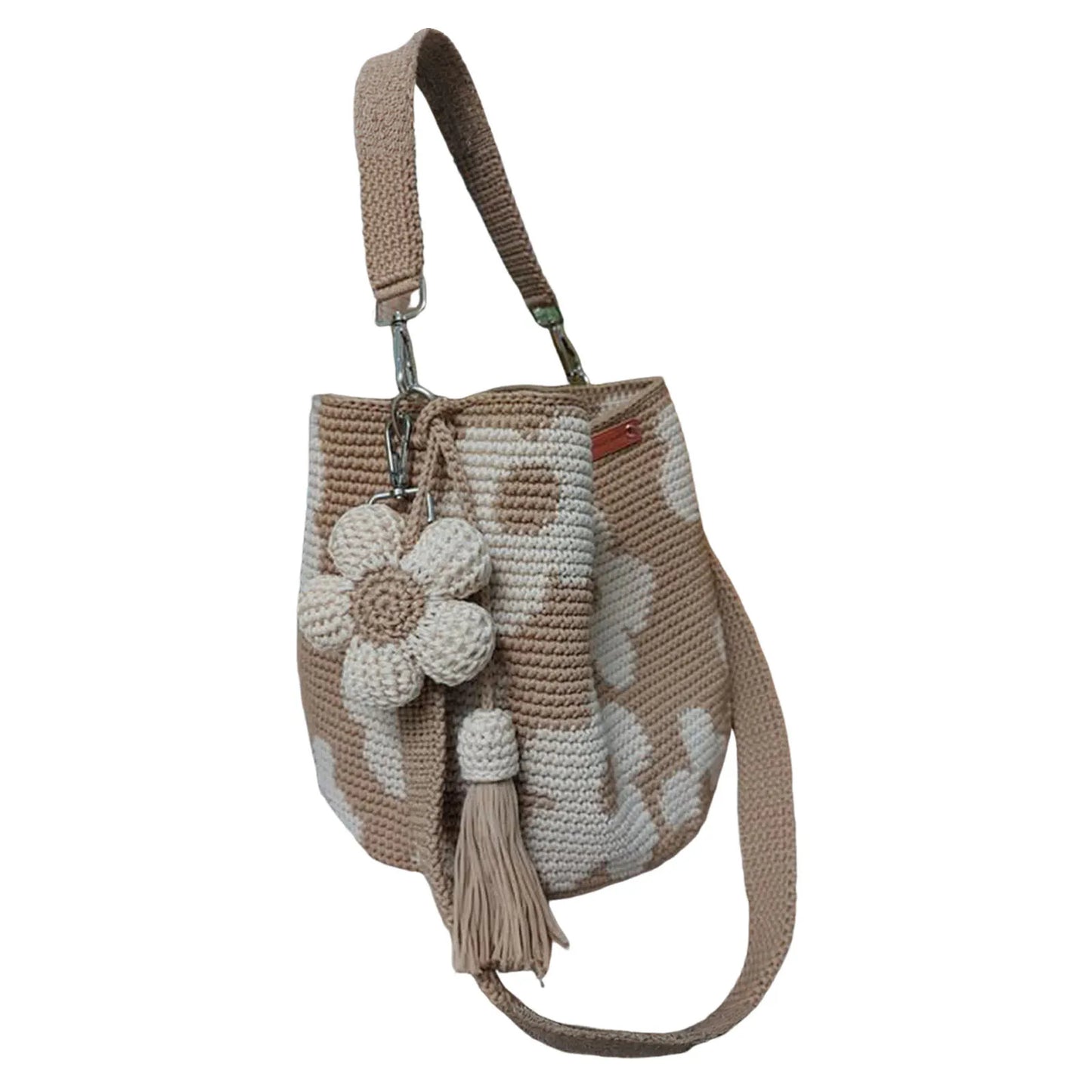Crochet Flower Bag Handmade Boho Tote Bag Vintage Style Shoulder Bag