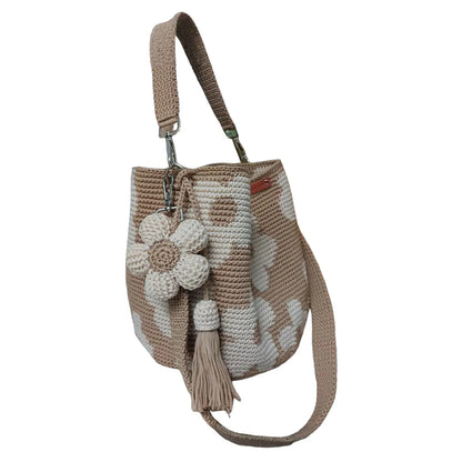 Crochet Flower Bag Handmade Boho Tote Bag Vintage Style Shoulder Bag