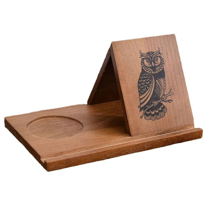 Wooden Book Stand with Cup Holder Acacia Desk Organizer Reading Rack