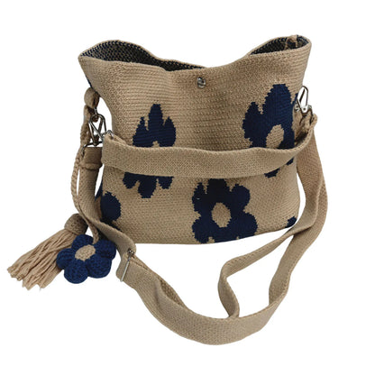 Crochet Flower Bag Handmade Boho Tote Bag Vintage Style Shoulder Bag