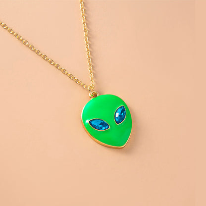 Halloween Alien Face Pendant Necklace