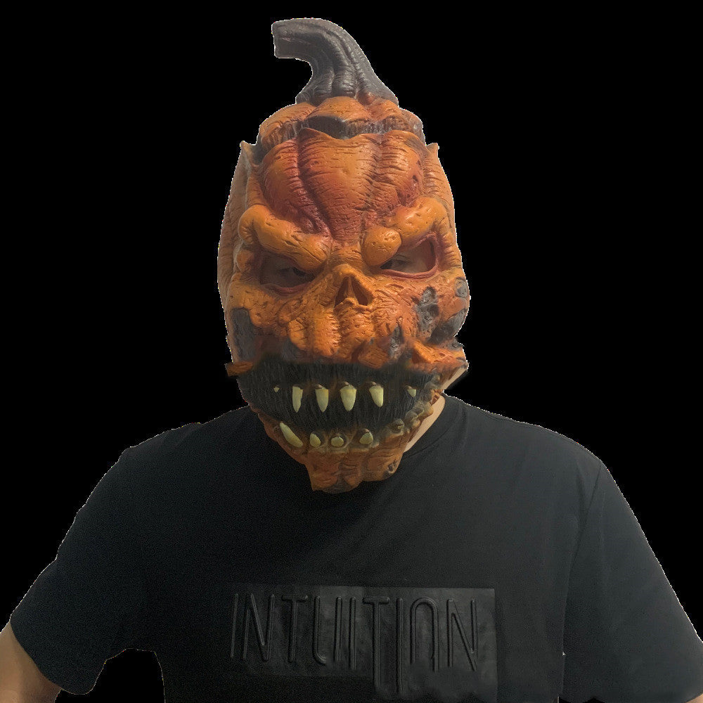 Halloween Pumpkin Latex Mask – Scary Costume