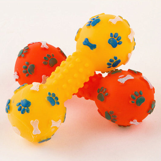 Pet Dumbbell Sound Toy — Silicone Chew & Training Toy (13CM)