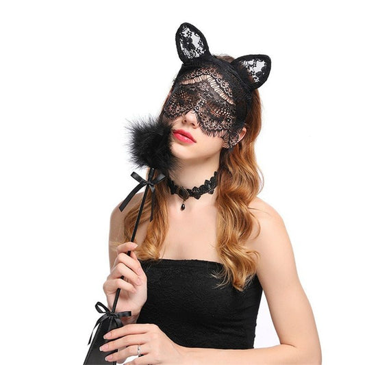 Halloween Lace Cat Veil Headband
