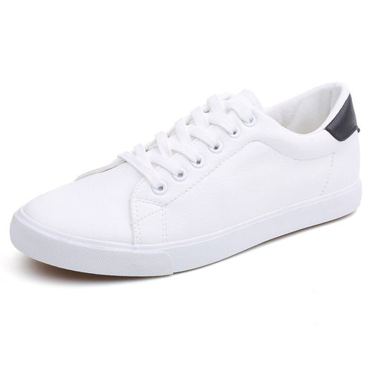 Men’s White Leather Sneakers – Soft Lace-Up Spring Shoes