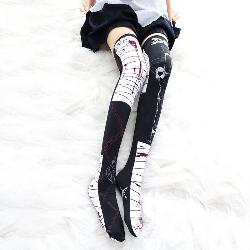 Halloween Bloodmark Knee Socks – Long Black Adult Socks