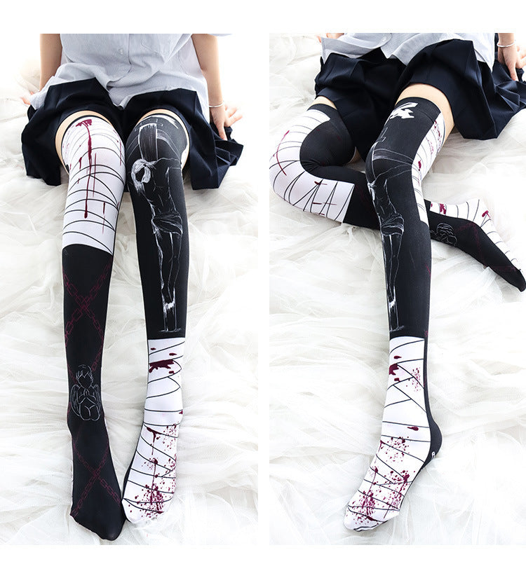 Halloween Bloodmark Knee Socks – Long Black Adult Socks
