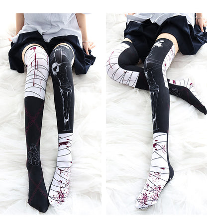 Halloween Bloodmark Knee Socks – Long Black Adult Socks