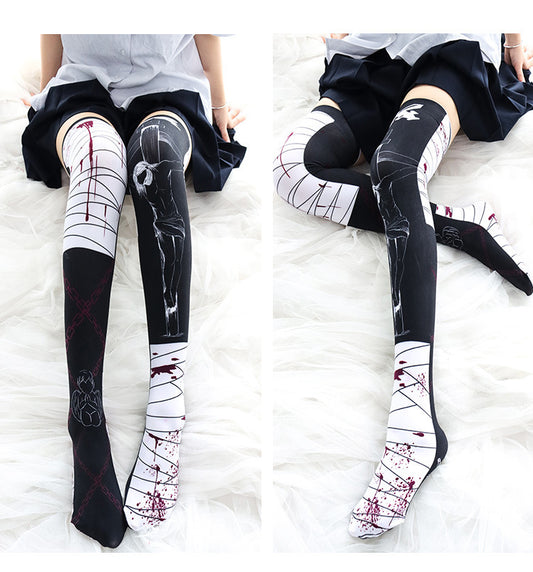 Halloween Bloodmark Knee Socks – Long Black Adult Socks