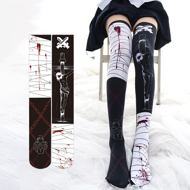 Halloween Bloodmark Knee Socks – Long Black Adult Socks