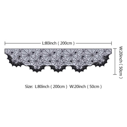 Halloween Black Lace Fireplace Cloth with Pumpkin