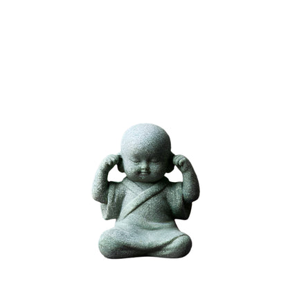 Creative Samanera resin decoration, bonsai-style garden figurine with Zen meditation theme.
