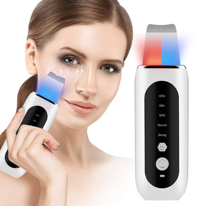 Ultrasonic Face Skin Scrubber with EMS micro-current and LED light therapy for deep pore cleansing and skin rejuvenation