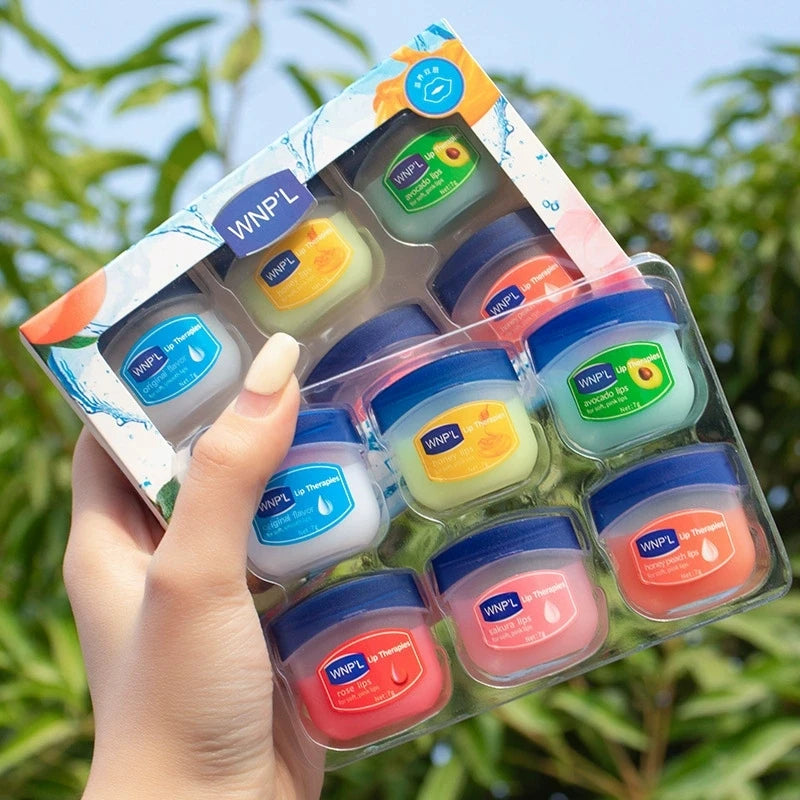 Hydrating Lip Balm Set with natural plant oils and botanical extracts in compact packaging
