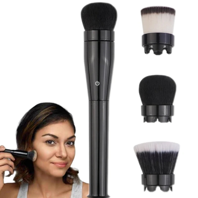 Electric Makeup Brush with 360° rotation and interchangeable heads for flawless makeup application