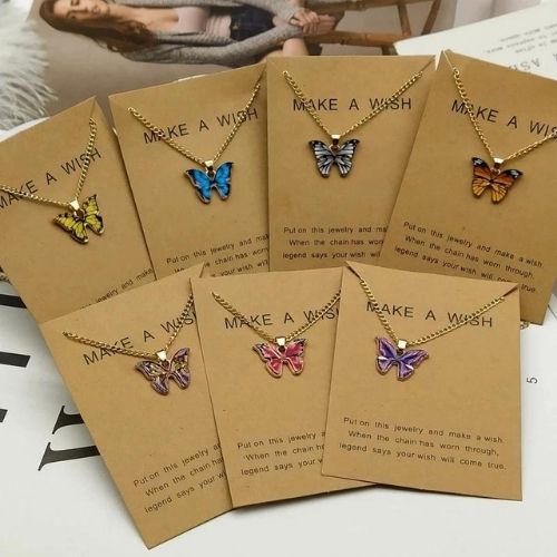 Gold 18k plated dainty butterfly necklace pendant for women, hypoallergenic and tarnish-resistant jewelry gift