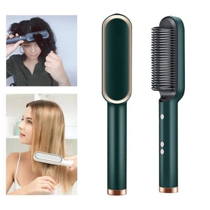 Hair straightening brush with ionic layer and fast heating technology for smooth, shiny hair