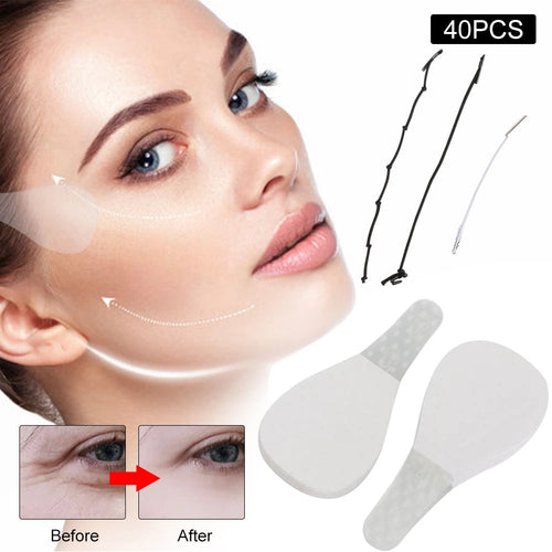Set of 40 ultra-thin transparent face tapes for lifting sagging skin and creating a V-shaped face