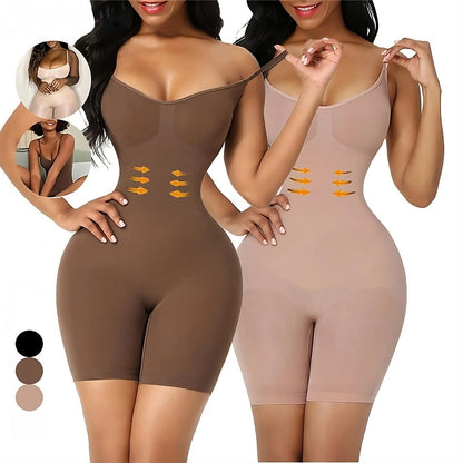 Premium shapewear bodysuit made of nylon and spandex for a smooth, contoured silhouette with firm yet flexible compression.