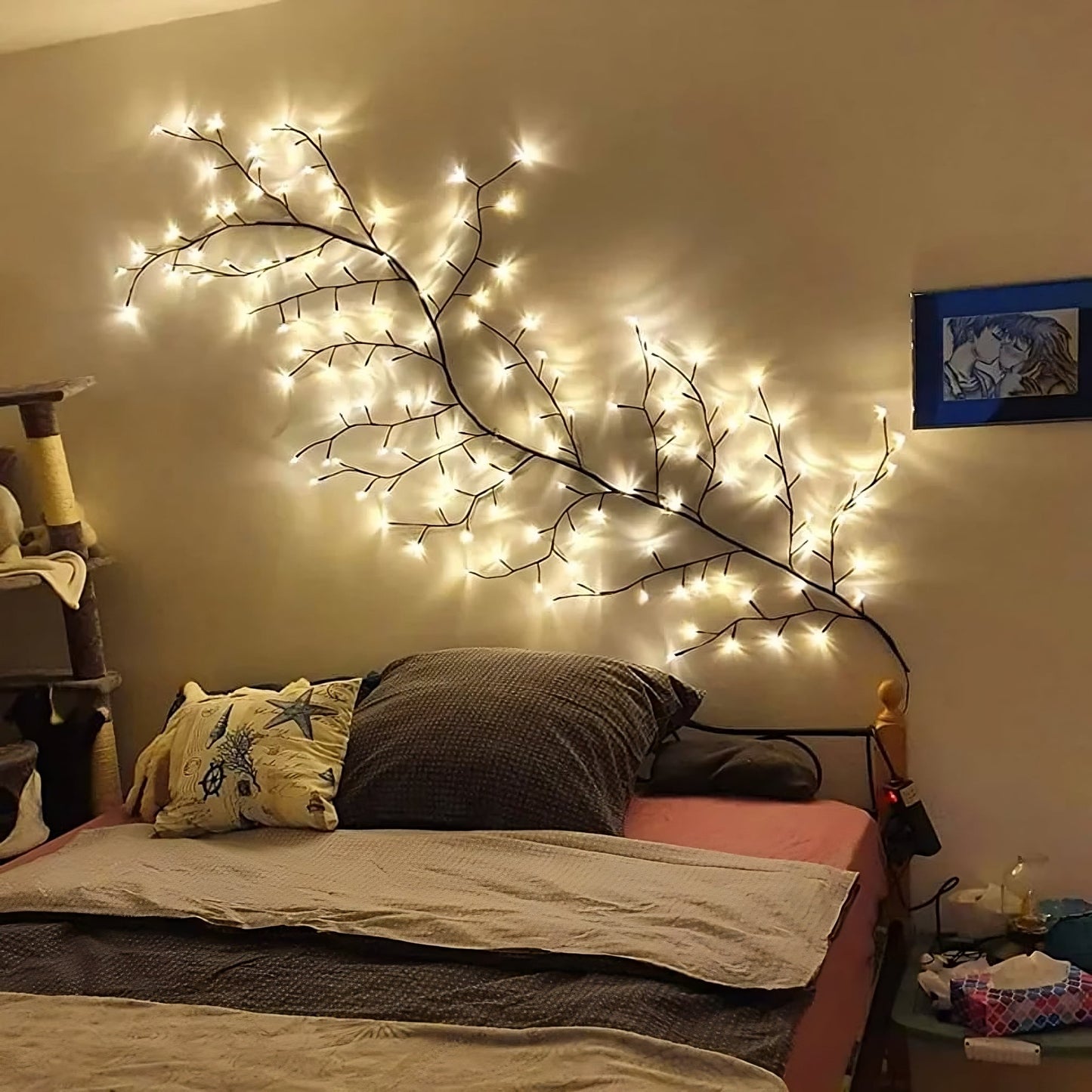 Tree Branch Wall Lights with 180 warm LEDs on flexible branches for cozy indoor ambiance