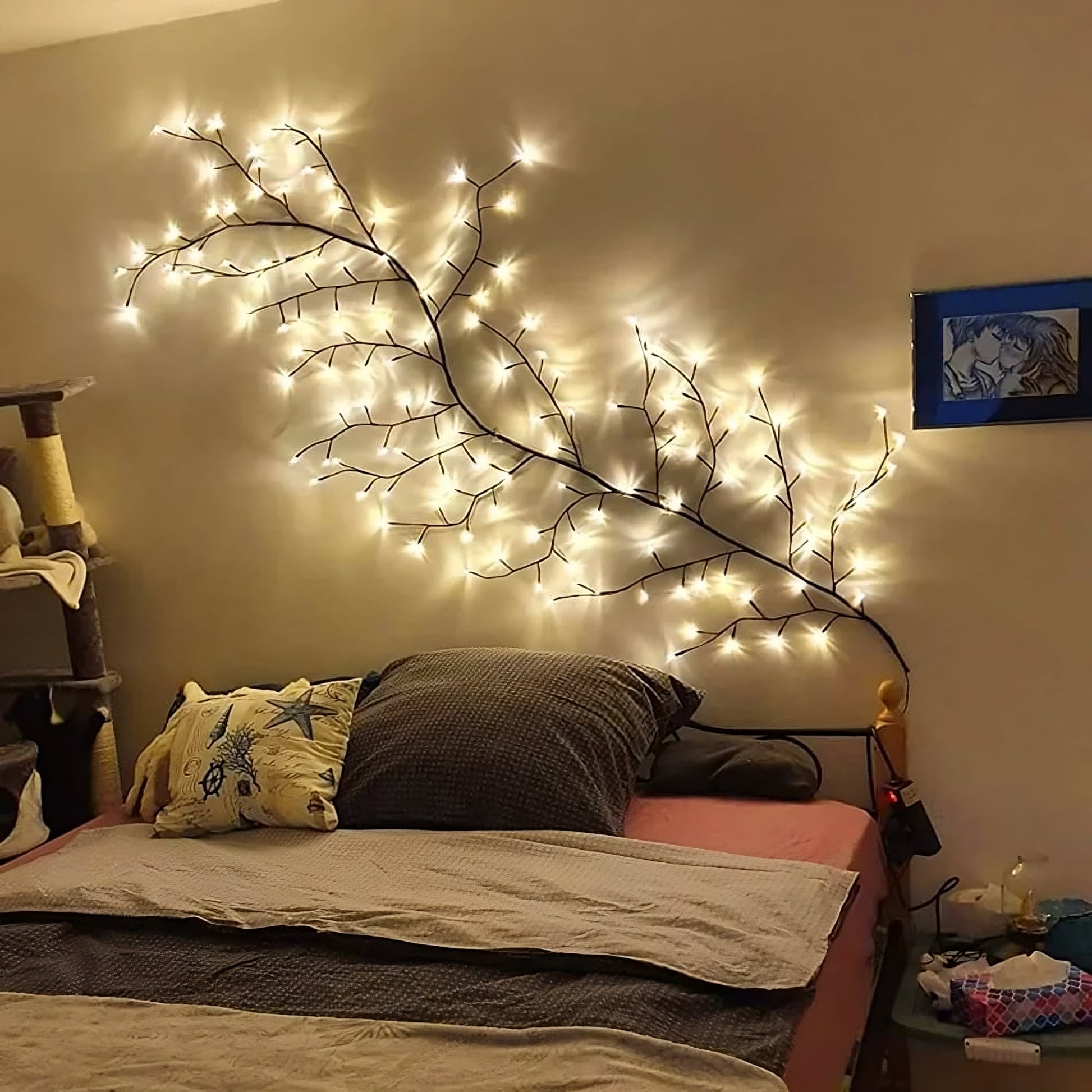 Tree Branch Wall Lights with 180 warm LEDs on flexible branches for cozy indoor ambiance
