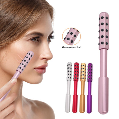 Germanium beauty roller massager for facial skin tightening and lifting with metal and germanium stones