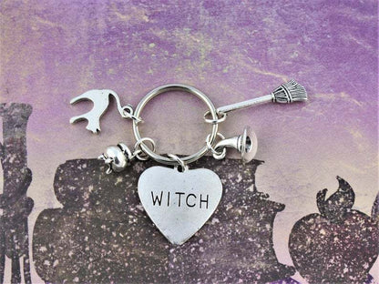 Silver Witch Broom Keychain – Halloween Gift