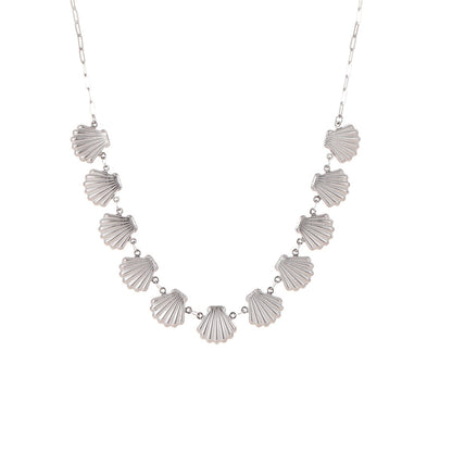 Ocean Wind Stainless Steel Sea Star Shell Pendant Necklace