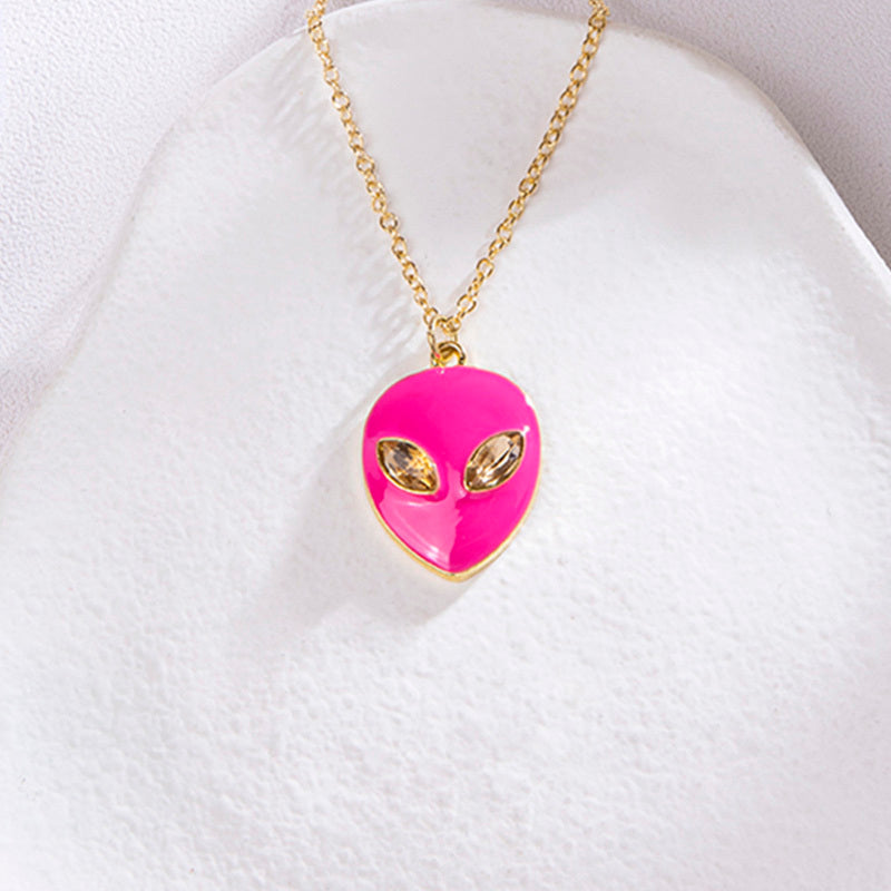 Halloween Alien Face Pendant Necklace