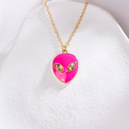 Halloween Alien Face Pendant Necklace