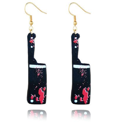 Halloween Bloodstained Axe Acrylic Earrings – Retro
