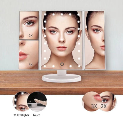 LED Lighted Makeup Mirror 3 Color Modes 2X/3X Magnification Touch Vanity