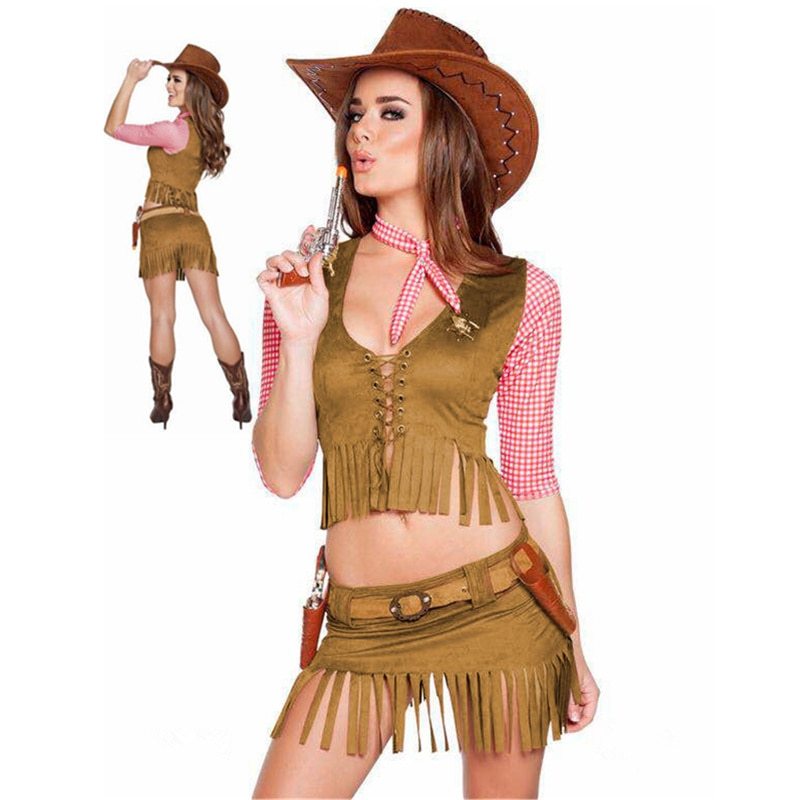 Women’s Cowboy Pirate Halloween Costume – Spandex Fit