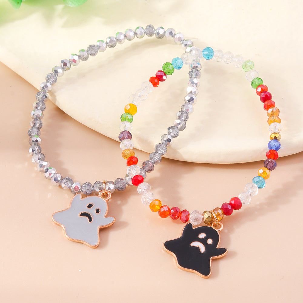 Halloween Ghost Beaded Bracelet Set – Couple Style