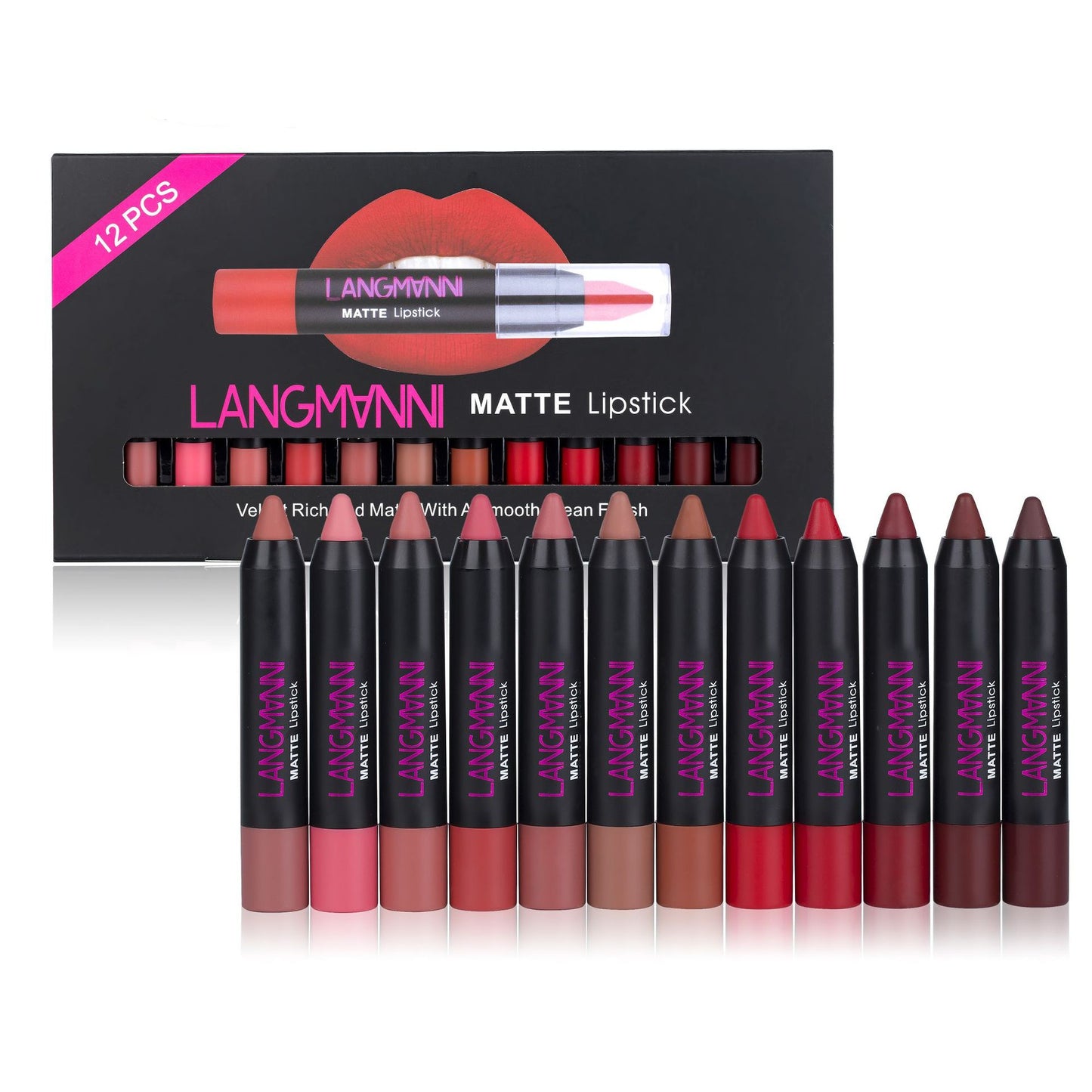 12-Piece Lipstick Set – Long-lasting, Hydrating & Intense Color Collection