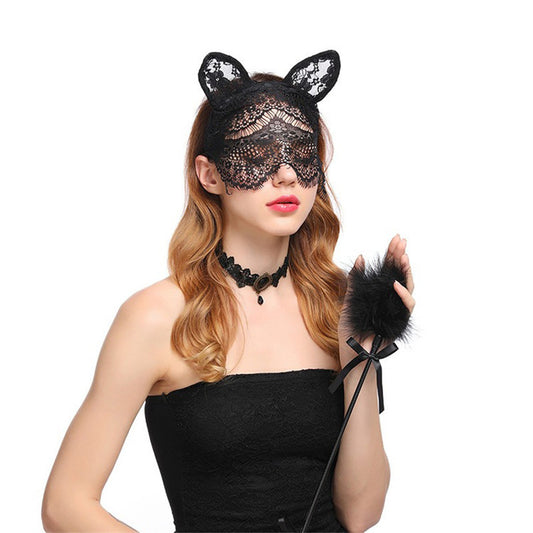 Halloween Lace Cat Veil Headband