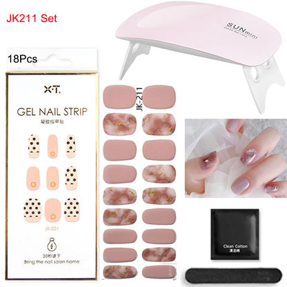 Gel Nail Wraps with UV Lamp Set French Tip Full Cover Nail Kit