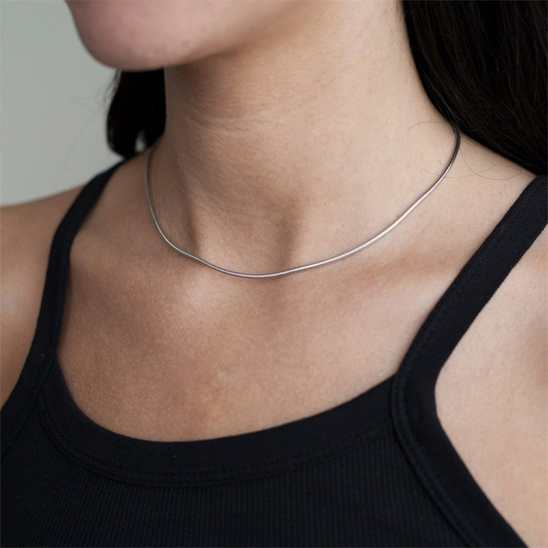 Women's Long Stainless Steel Necklace Simple Couple