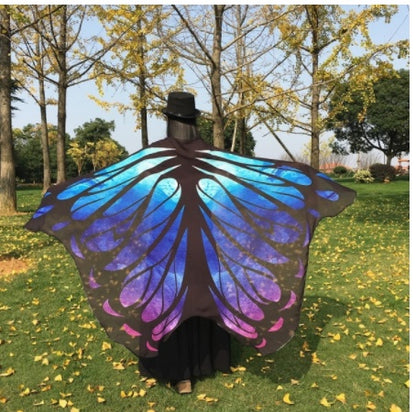 Halloween Peacock Feather Chiffon Cape