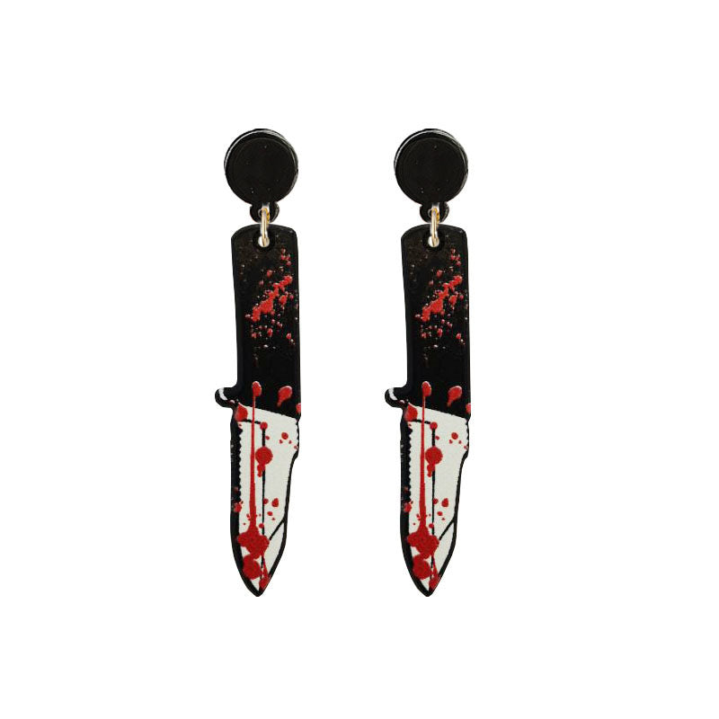 Halloween Bloodstained Axe Acrylic Earrings – Retro