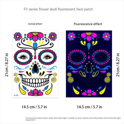 Halloween Fluorescent Death Face Stickers