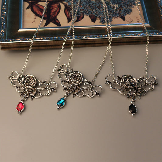 Halloween Black Flower Pendant Necklace