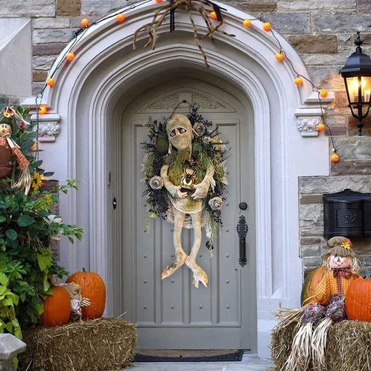 Mummy Skeleton Wreath – Spooky Halloween Decor