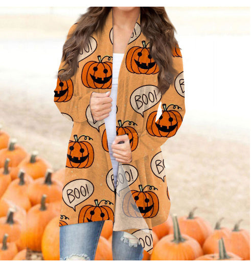 Halloween Women’s Digital Print Cardigan Jacket