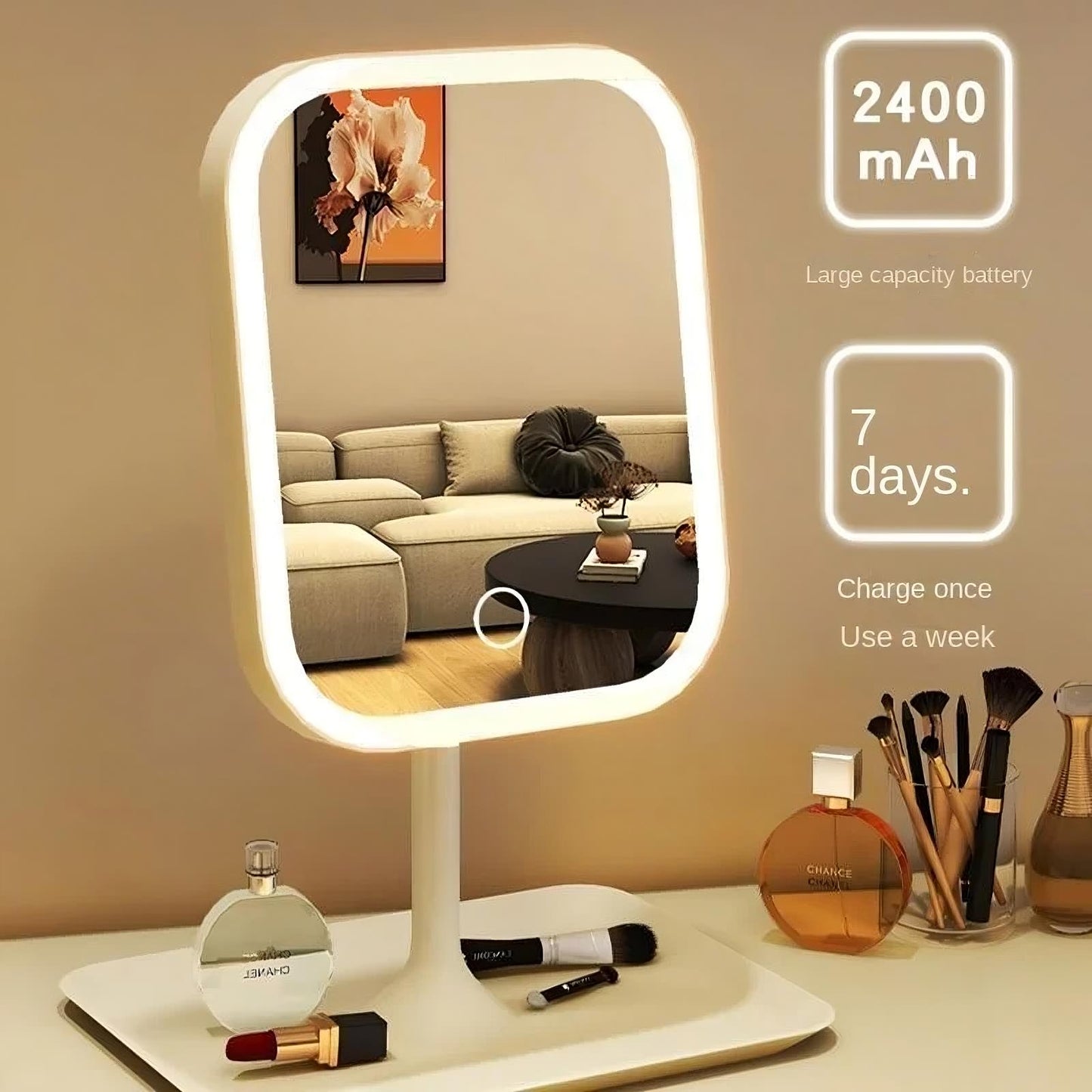 LED Makeup Mirror Touch Control Dimmable Vanity Mirror 3 Light Modes
