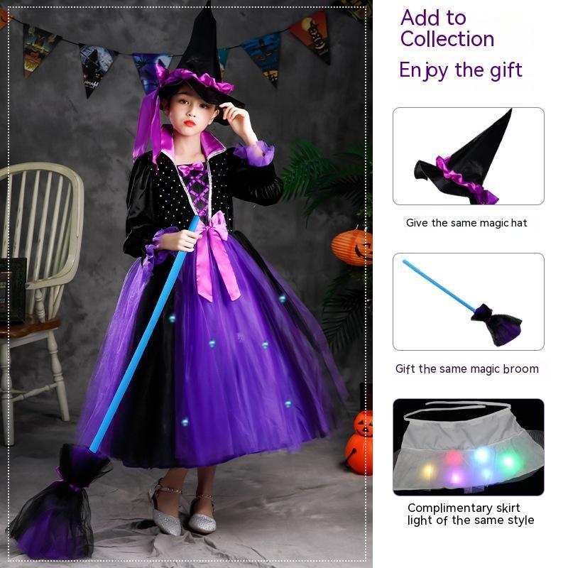 Girls' Halloween Luminous Wizard Dress Costume